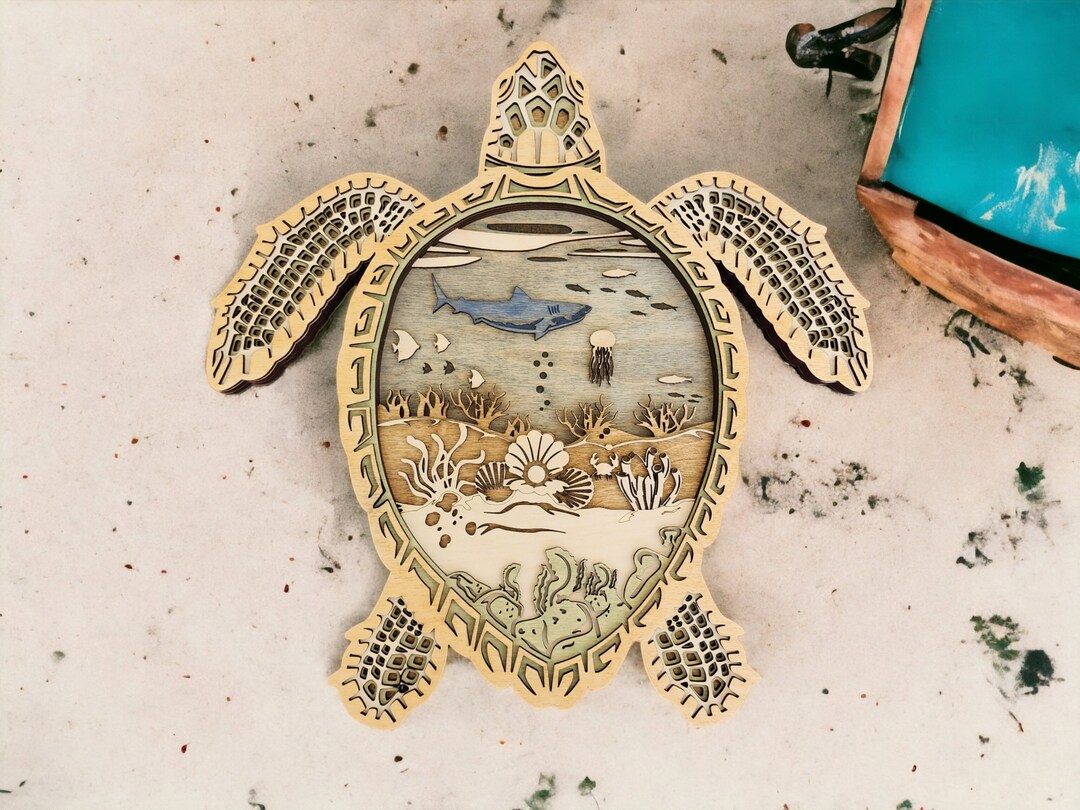 Layered Sea Turtle Shadowbox Scene Wall Art - Etsy