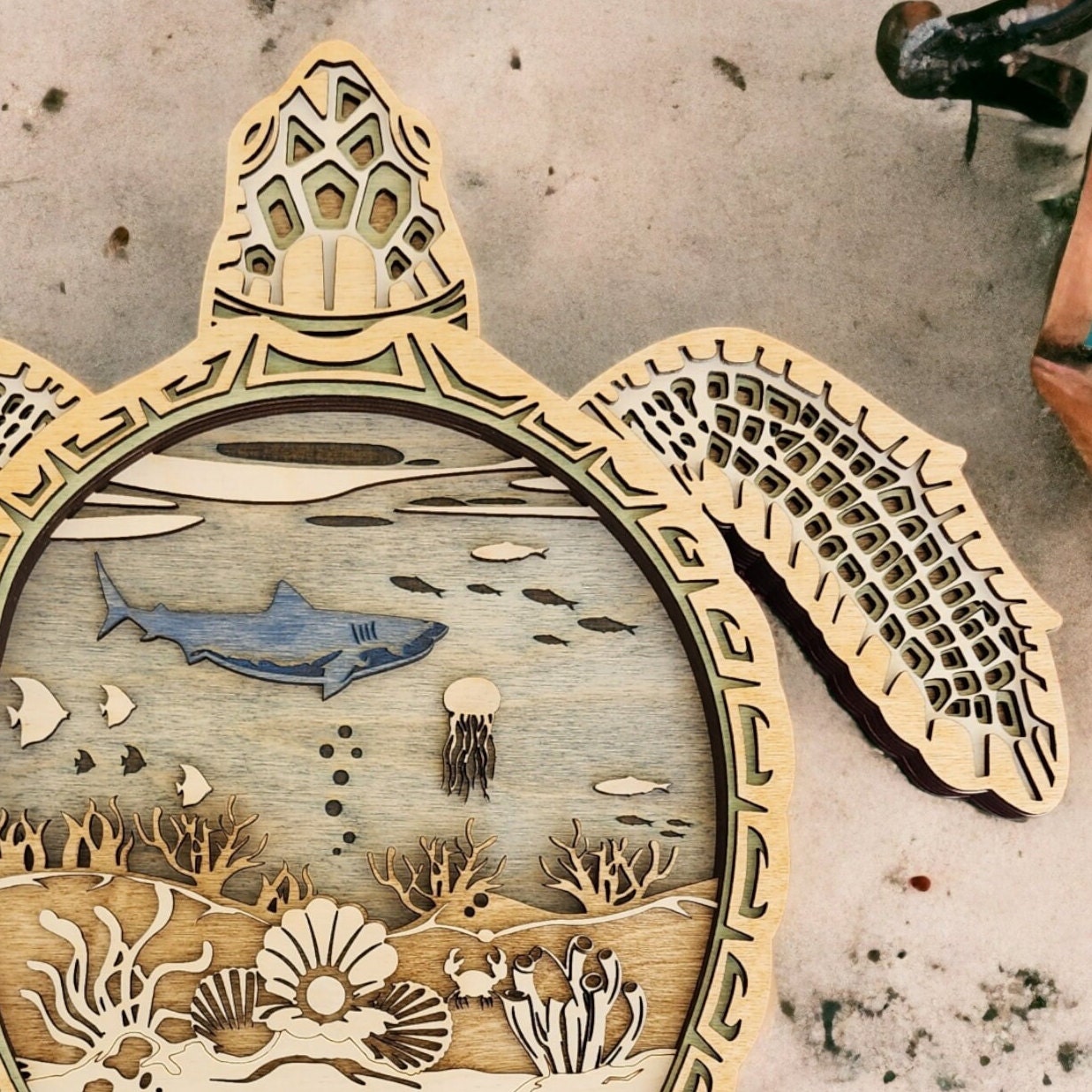 Layered Sea Turtle Shadowbox Scene Wall Art - Etsy