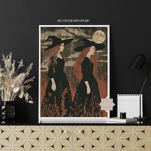 Witchy Block Print Artwork | Whimsigoth Home Decor | DOWNLOADABLE ART | Practical Magic | Halloween Wall Decor