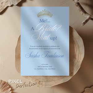 Princess Diaries | Bachelorette Invitation template | Printable | Editable | Canva | DIY wedding elements | Digital Invitation