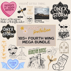 185 + Fourth Wing | Mega Bundle | Iron Flame | Onyx Storm | Fantasy Book | Smut Mug | Dragons + 15 Free Phone Wallpapers included!