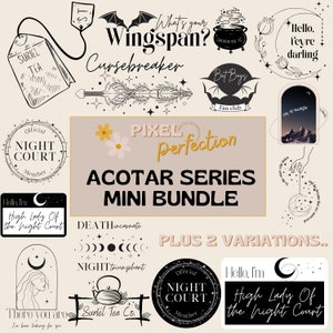 Mini lot de 30 ACOTAR | Livre fantastique | Lecteur fantastique | Amateurs de Kindle | PNG SVG