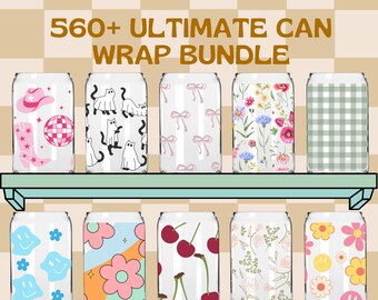 560+ Ultimatives Can Wrap Png-Bundle | Libbey Dose Glas 16oz | Niedliche Designs | Ästhetische Wickeltasche