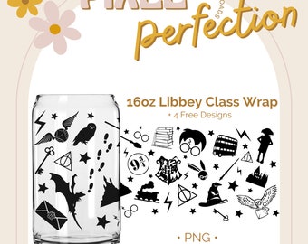 Brujas y magos / Paquete de latas de vidrio de 16 oz / Lata de vidrio Svg / Libbey Glass Can Svg / Beer Can Glass Svg/ Archivos SVG para Cricut