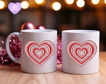 Valentine Gift Mug Heart Gift Love Coffee Cup for Her Groovy Gift for Friend Retro Valentine Cup for Coffee Lovers Cute Valentine Gift