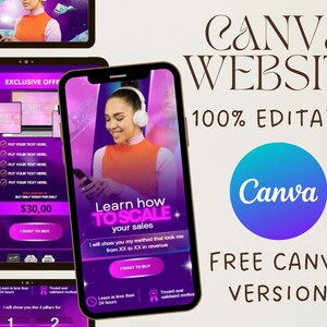 Customizable Canva Website Template Theme for Digital Marketing Editable Landing Page for Mentor Ebook Course Money Digital Products Design image 1