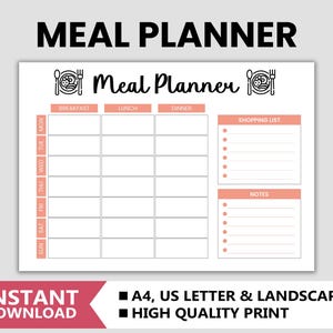 Wöchentlicher Essensplaner & Einkaufsliste zum Ausdrucken - Digitaler Meal Prep und Einkaufsliste, wöchentlicher Menüplan Notizblock, PDF für GoodNotes, iPad