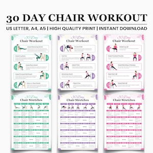 30-Day Chair Workout Plan PDF | Seated Exercise Program for Seniors, Beginners | Printable + Interactive Digital Fitness Bundle | Print Out