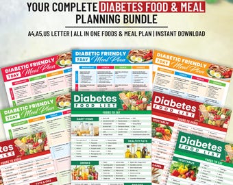 Lista de alimentos para la diabetes y plan de comidas de 7 días, lista de alimentos y comestibles para la diabetes tipo 1 y 2, nutrición saludable y control del azúcar en sangre.