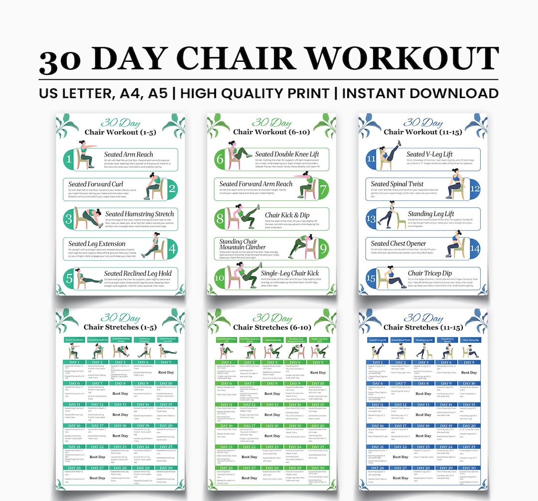 30-day Chair Workout Plan PDF | Seated Exercise Program for Seniors ...