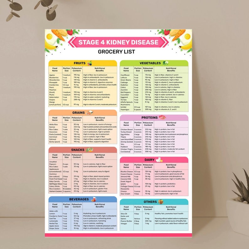Stage 4 Kidney Disease Food List | Printable Renal Diet Chart | Kidney ...