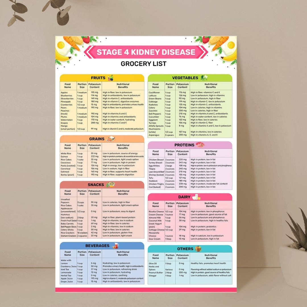 Stage 4 Kidney Disease Food List | Printable Renal Diet Chart | Kidney ...
