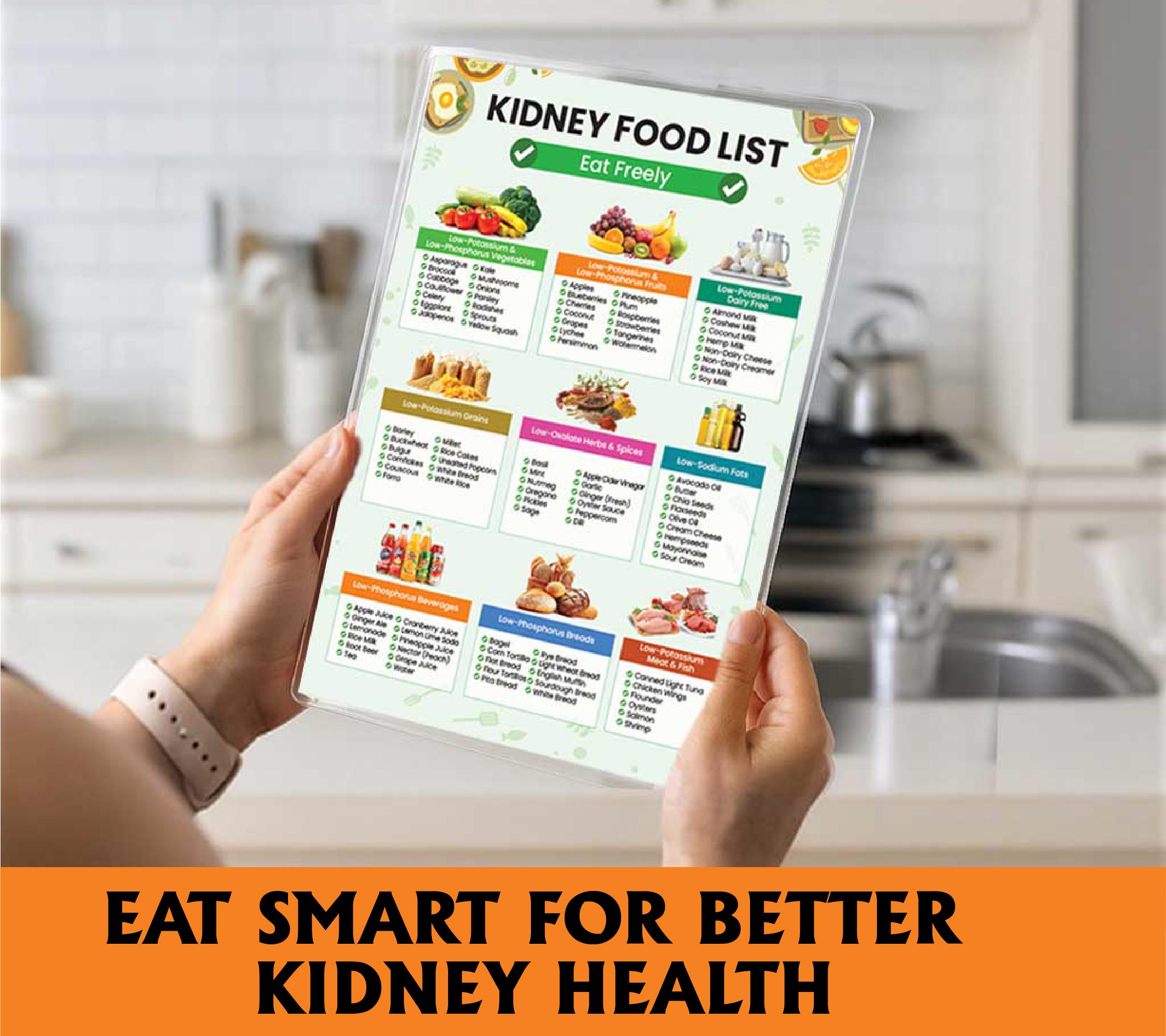 Kidney Diet Laminated Food Chart – Easy Eat & Avoid Guide for CKD ...