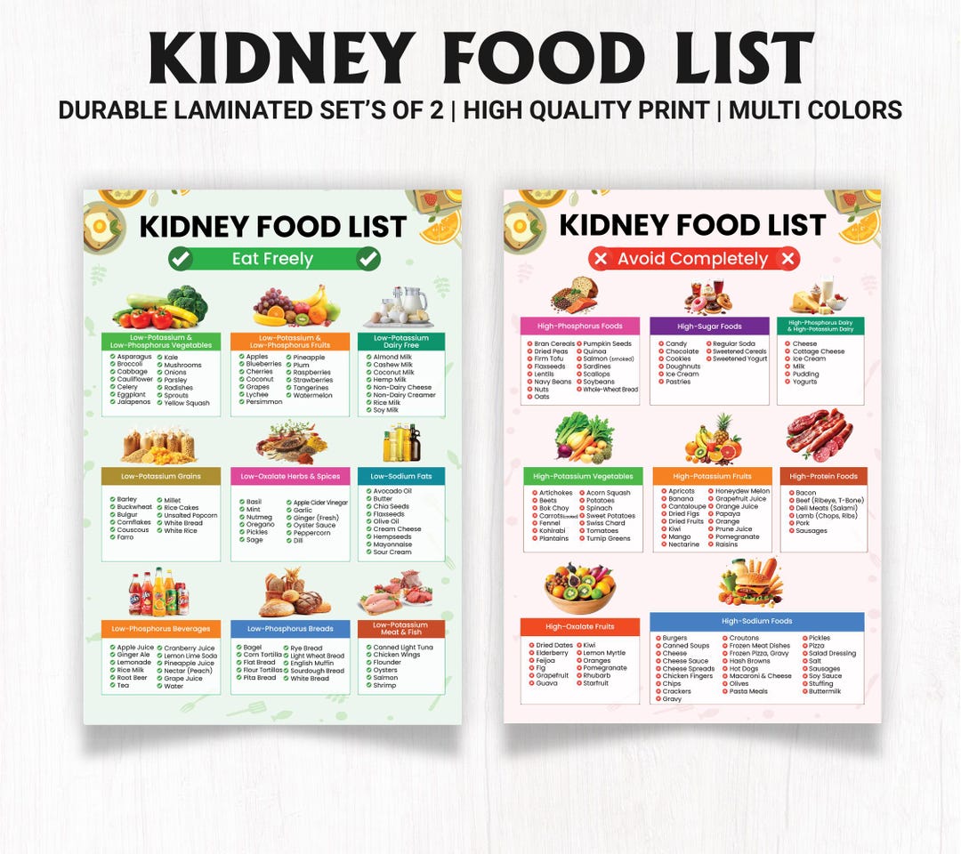 Kidney Diet Laminated Food Chart – Easy Eat & Avoid Guide for CKD ...