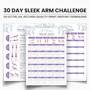 Sleek Arm Workout Challenge | 30 Day Home Fitness Plan | Toned Arms Dumbbell PDF