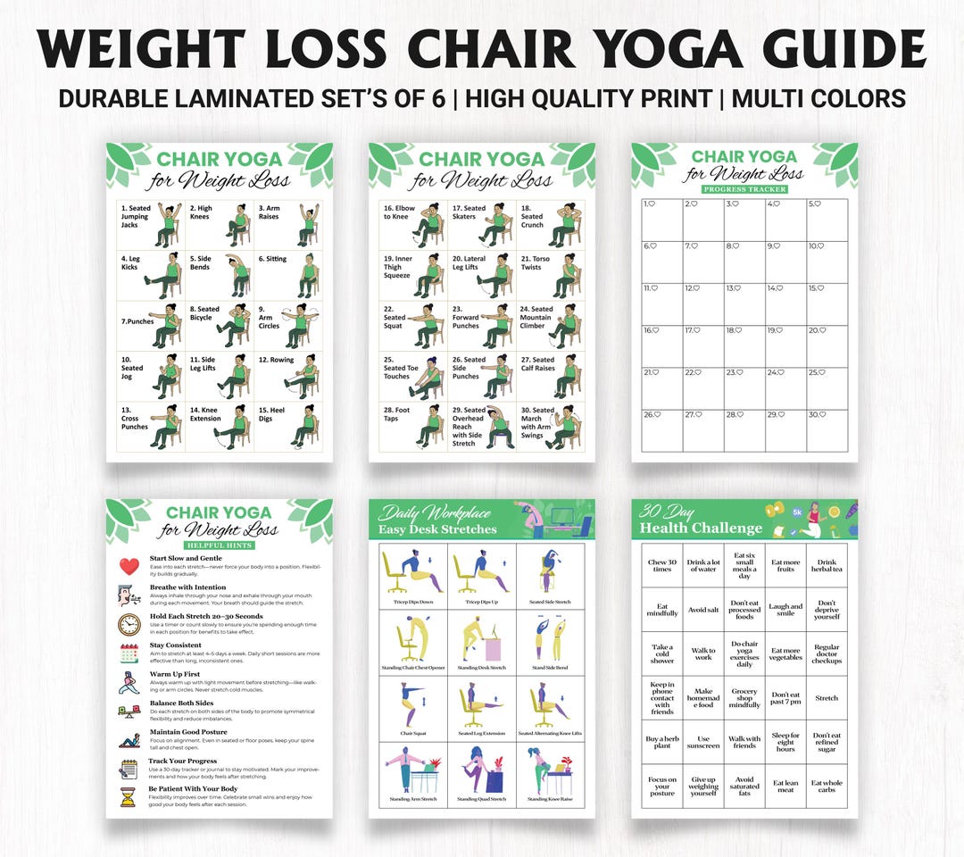 Chair Yoga for Weight Loss – Laminated 6-page Set | Gentle Seated ...