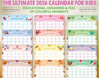 2026 Kids Calendar Printable | Fun Monthly School Calendar for Students, Teachers & Parents | Academic Year Planner