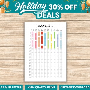 Habit Tracker Printable - Monthly Tracker - Goal Tracker - Fitness Tracker - Exercise Tracker - Health Tracker - PDF Template