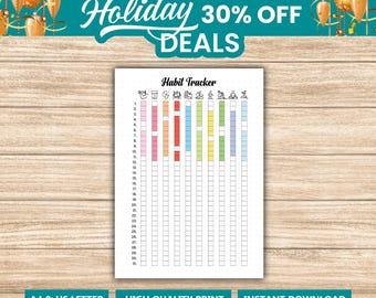 Monatlicher Habit Tracker zum Ausdrucken: Ziel- & Fitnessplaner (PDF-Vorlage)