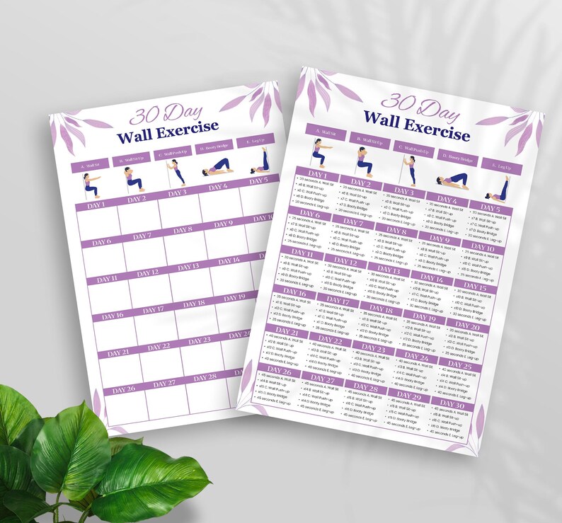 30 Day Wall Exercise Challenge Printable | Wall Fitness | Quick Workout ...