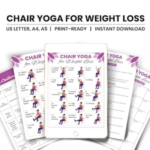 Chair Yoga for Seniors Printable – 30-Day Exercise Program, Wellness Bundle, Workout Guide, Health Challenge, Tracker for Beginners, Fitness