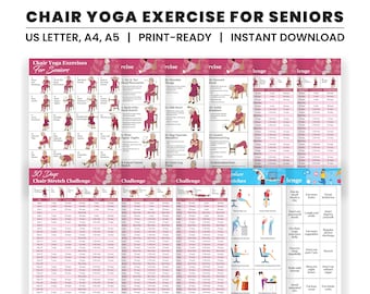 Chair Yoga Exercise Guide for Seniors, Wheelchair Users, Nursing Home Balance Stability, 30Day Challenge Workout Physical Therapy Guide