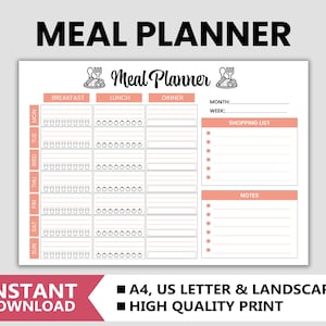 Wöchentlicher Essensplaner & Einkaufsliste zum Ausdrucken - Digitaler Meal Prep und Einkaufsliste, Wöchentlicher Menüplan Notizblock, A4 PDF für GoodNotes/ iPad