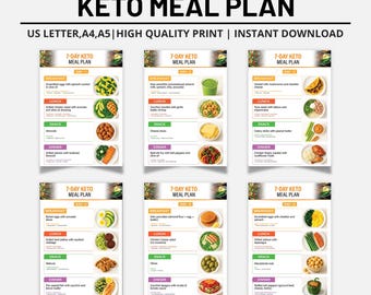 7-Day Keto Recipes Meal Plan | Printable Keto Diet Low Carb Menu | Weekly Keto Diet Planner PDF