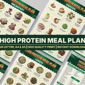 High Protein Meal Plan and Food List, Low Carb Keto Grocery List for Muscle Building and Weight Loss, High Protein Diet Guide