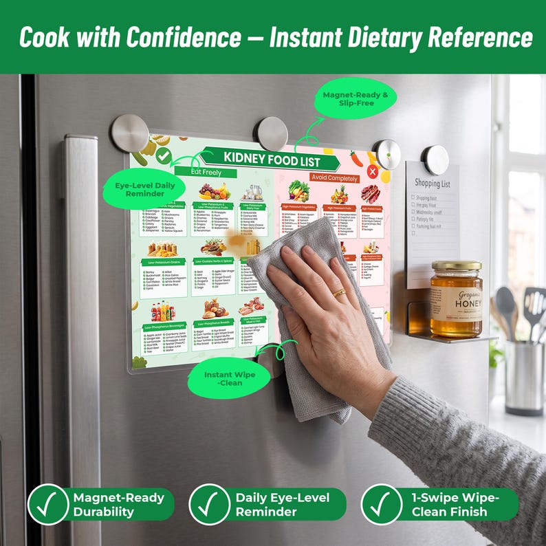 Kidney Food List Laminated Chart, Renal Diet Food Guide, Low Potassium ...