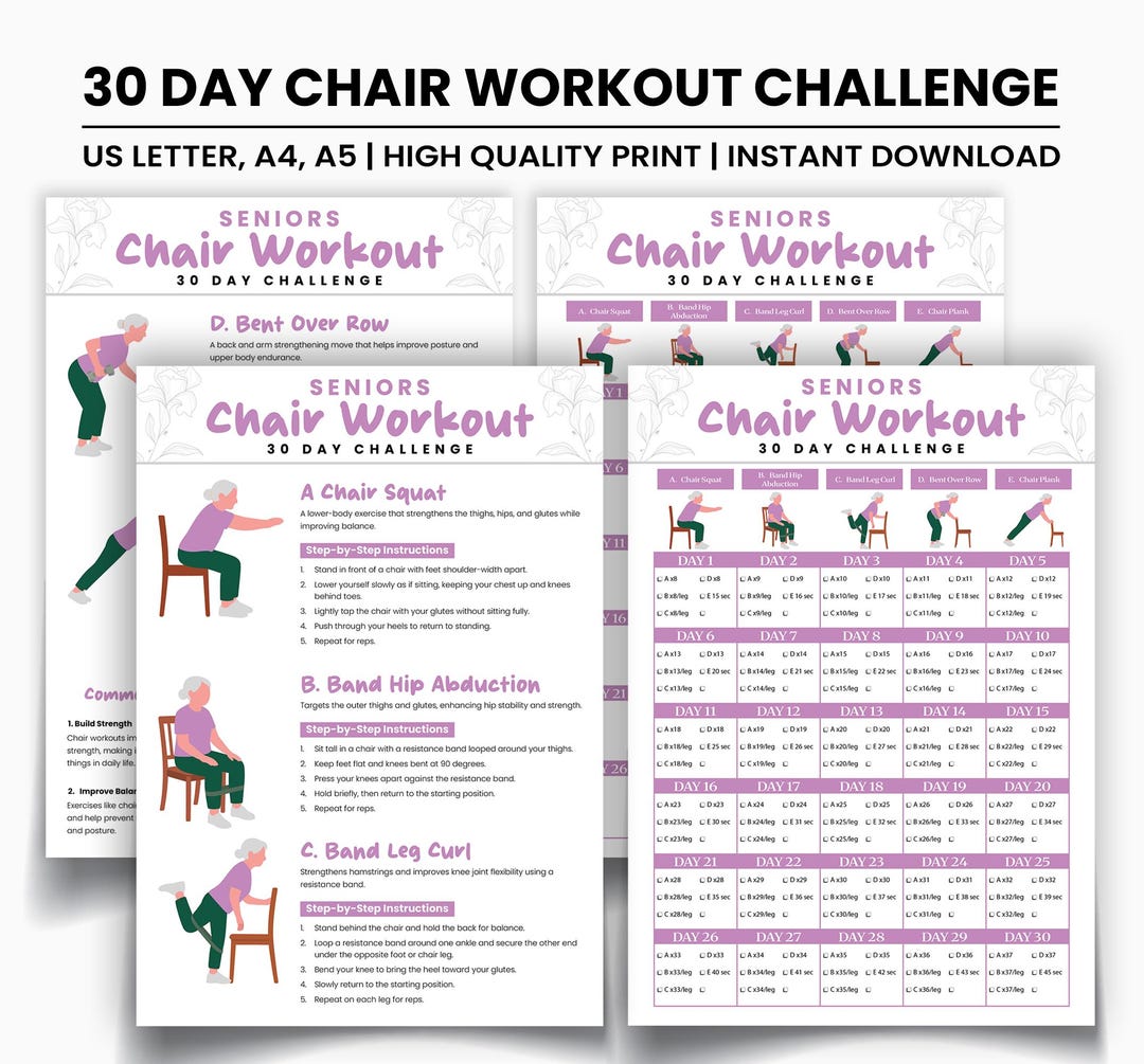30 Day Chair Yoga Challenge, Quick Office Workout, Sitting Workout ...