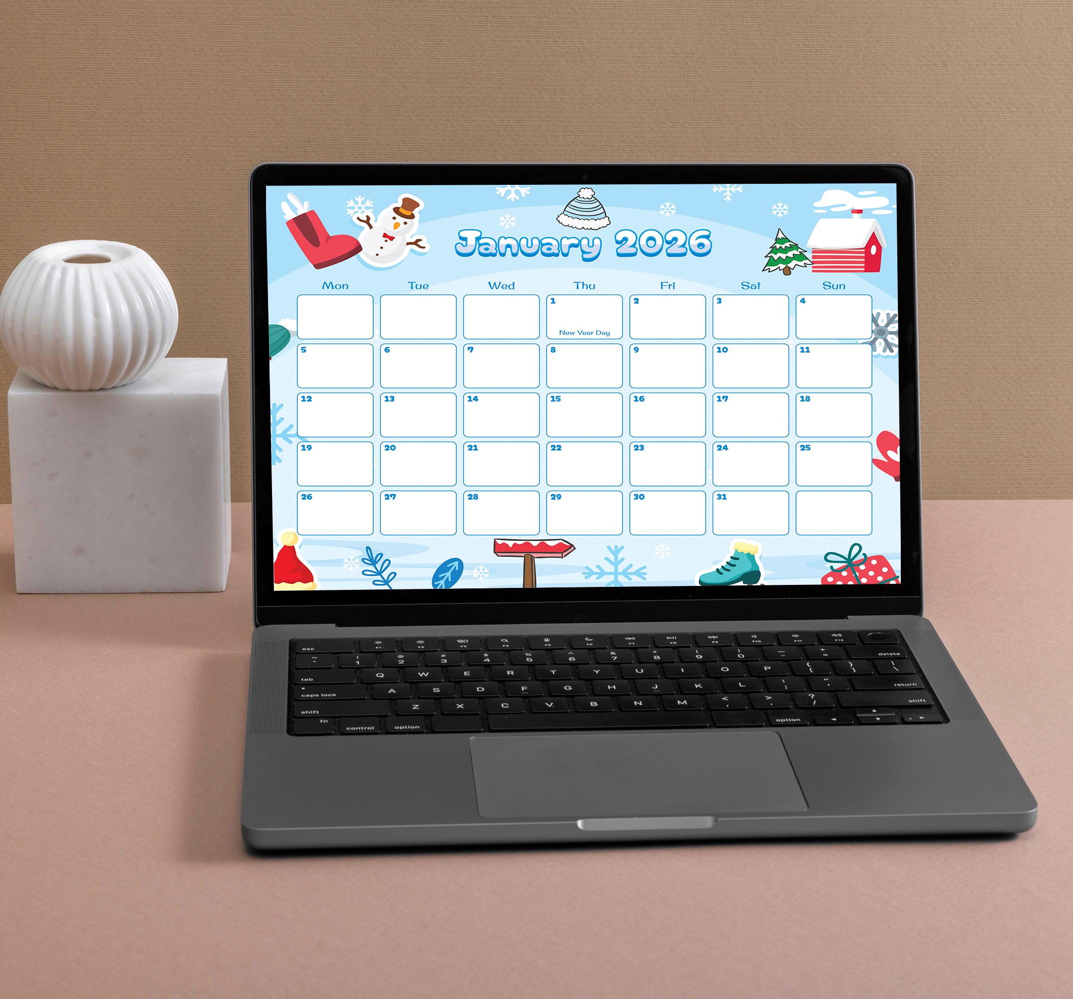 2026 Kids Calendar Printable | Fun Monthly School Calendar for Students ...