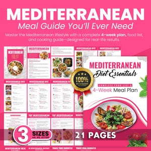 Mediterranean Diet Food List and Meal Plan Printable | Healthy Eating Guide PDF | Whole Food Checklist | Clean Eating for Beginners Digital