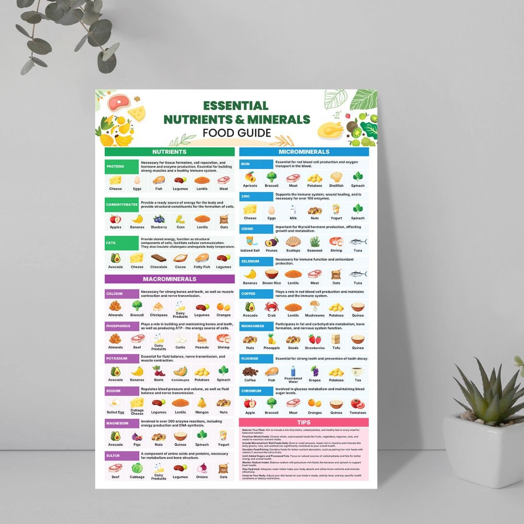 Essential Nutrients and Minerals Cheat Sheet: Supplement Reference Guide and Nutrition Facts ...