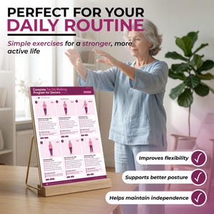 Printable Tai Chi Walking Program for Seniors, Instant Download Senior Exercise Chart, Digital Seated & Standing Mobility Guide image 9