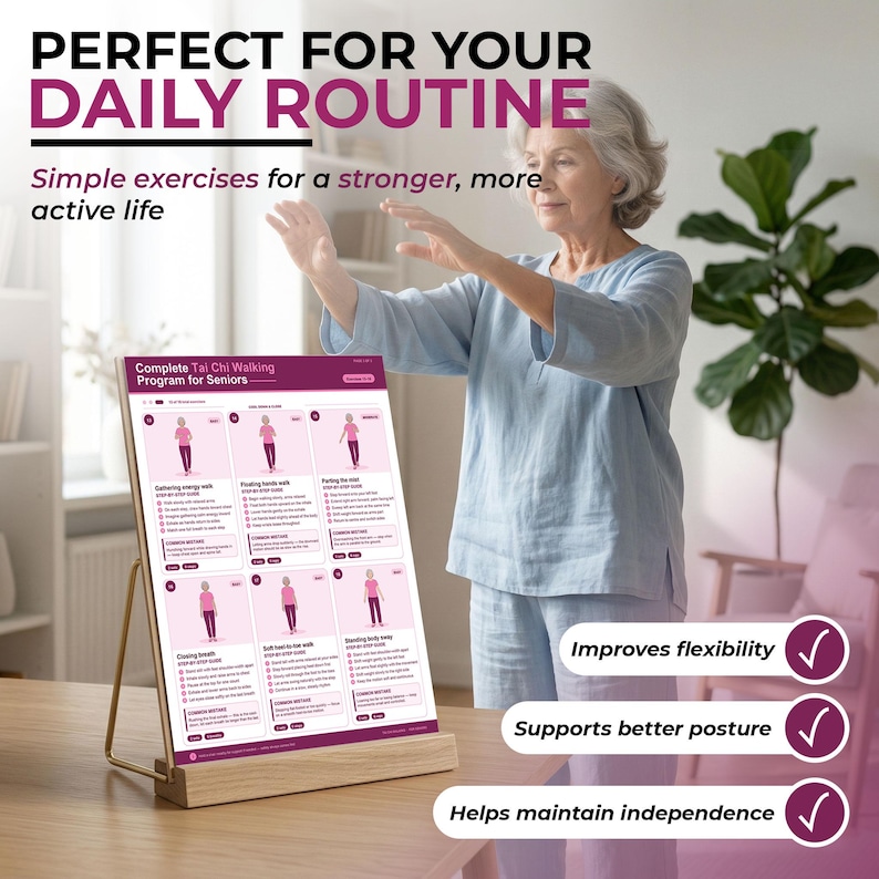 Printable Tai Chi Walking Program for Seniors, Instant Download Senior Exercise Chart, Digital Seated & Standing Mobility Guide image 9