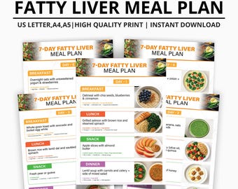 Plan de alimentación de 7 días para la enfermedad del hígado graso / Dieta desintoxicante hepática baja en grasas y antiinflamatoria / Guía imprimible de apoyo hepático para la recuperación de la EHGNA
