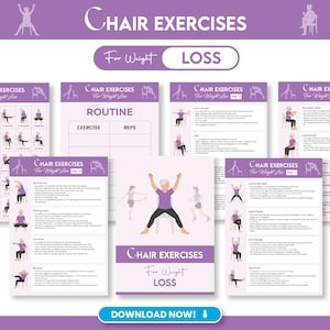 7-Day Chair Workout Plan for Weight Loss | Printable Illustrated Exercises | Home Fitness for Seniors & Low-Impact Training