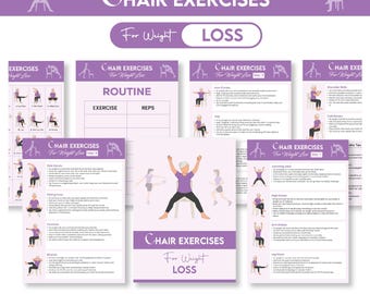 7-Day Chair Workout Plan for Weight Loss | Printable Illustrated Exercises | Home Fitness for Seniors & Low-Impact Training