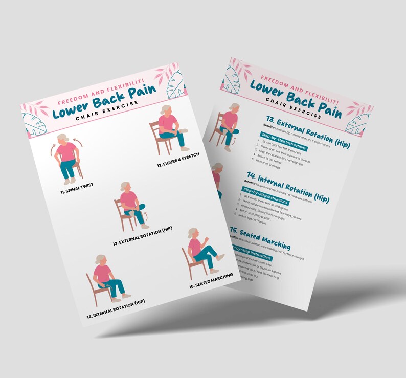 Chair Exercises for Lower Back Pain Relief: Seated Stretches (printable ...