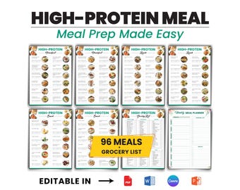 High-Protein Meal Plan: 80+ Recipes, Grocery List (Digital Download)