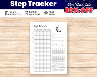 Step Tracker Yearly Printable: Fitness Goal Journal (PDF)