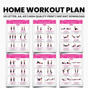 30-Day Workout Challenge Bundle | Arms, Legs, Core, Glutes, Chest & Shoulder Exercises | Printable Home Fitness Plan PDF