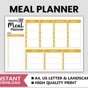 Wöchentlicher Essensplaner & Einkaufsliste zum Ausdrucken - Digitaler Meal Prep und Einkaufsliste, Wöchentlicher Menüplan Notizblock, A4 PDF für GoodNotes/ iPad