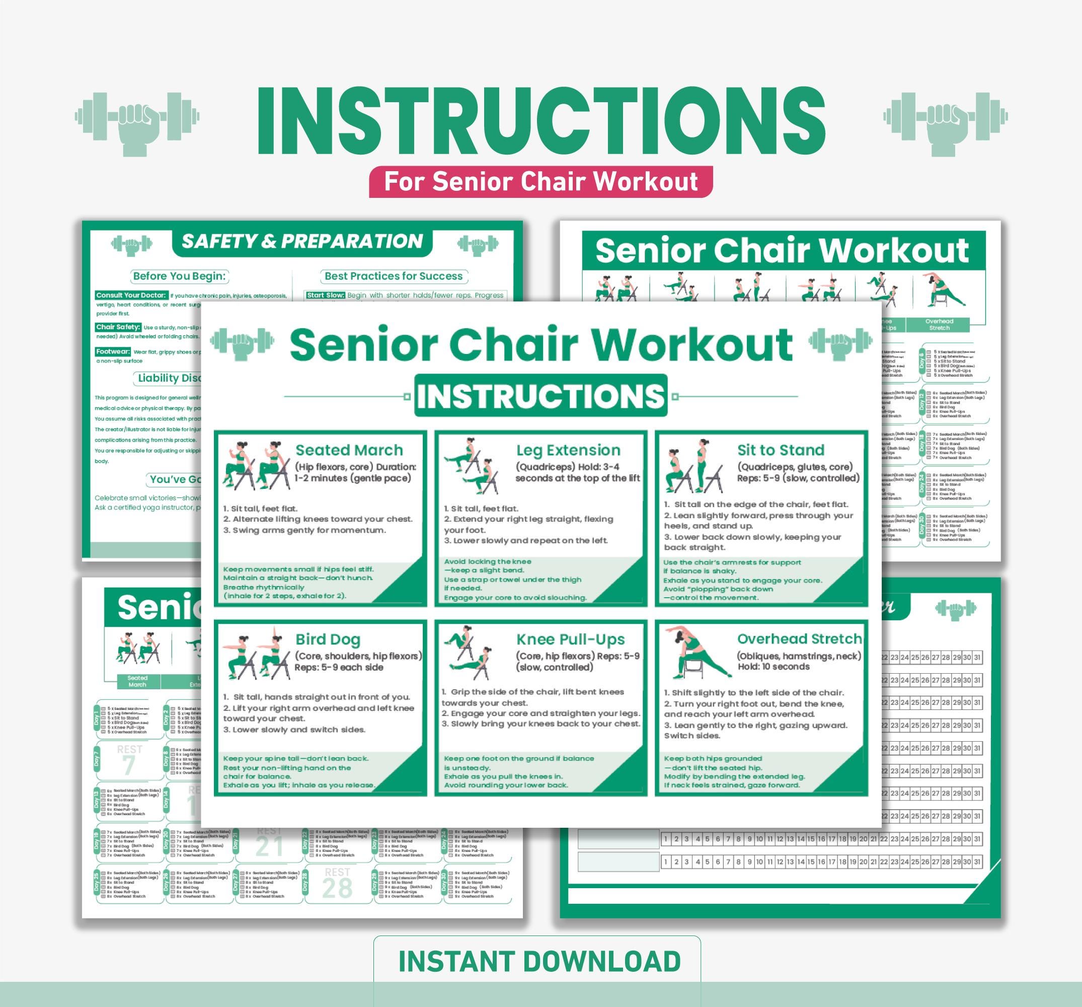 Senior Chair Workout Poster Bundle: 30-day Exercises Digital Print - Etsy