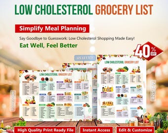 Cholesterol Lowering Food List, Low Cholesterol Grocery Chart, Heart Healthy Foods Guide, Low Fat High Fiber Foods, Cholesterol Grocery List