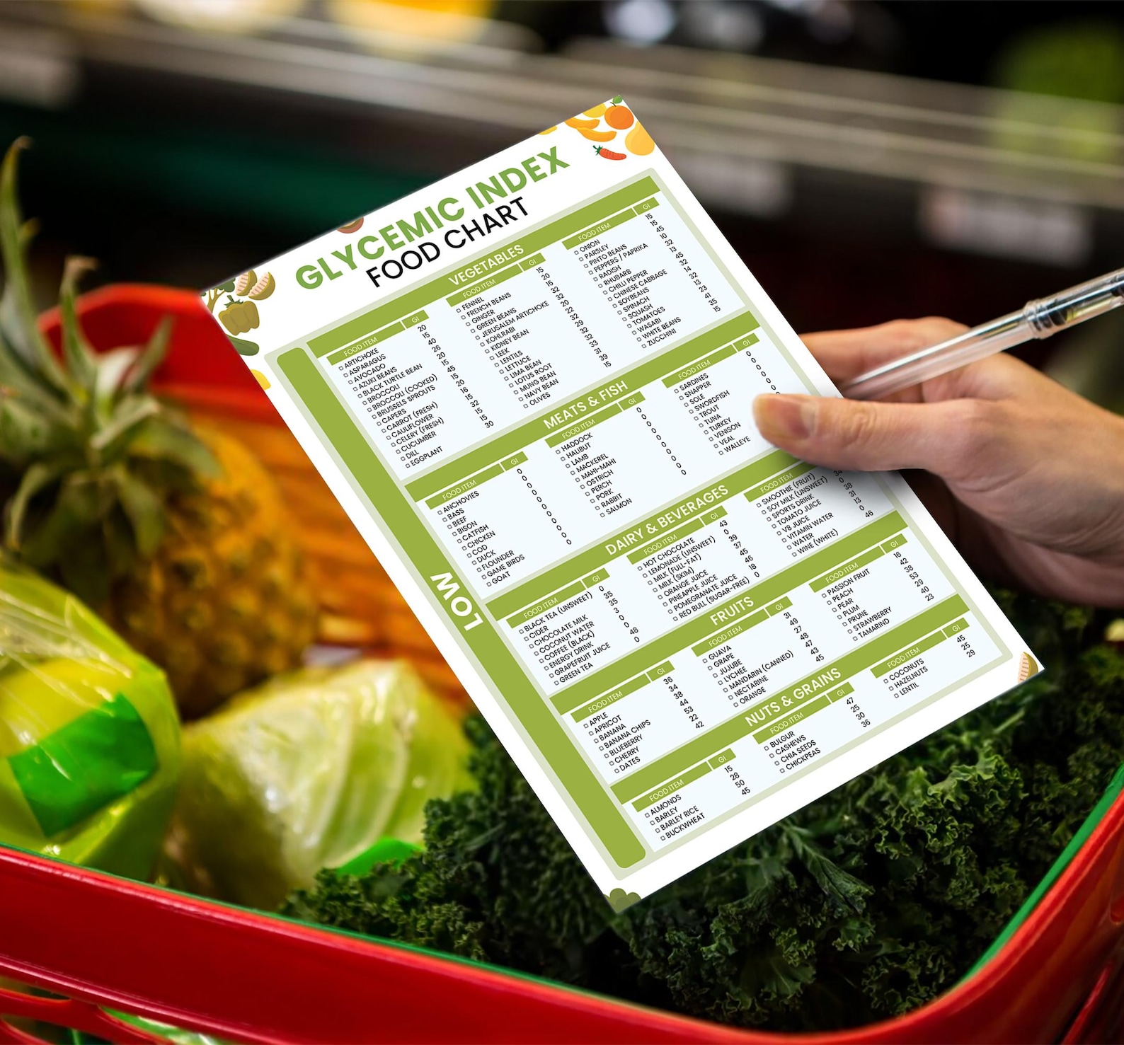 Glycemic Index Food Chart - Low GI Foods List, Glycemic Load Guide, Fruits &amp; Vegetables Chart ...