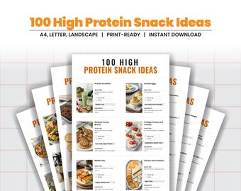 Guide des collations riches en protéines | 100 idées de collations faciles et rapides | Liste des produits à faible teneur en glucides, céto, végétaliens, sans gluten et adaptés à la préparation de repas | PDF imprimable