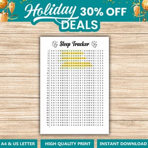 Sleep Tracker Yearly - PRINTABLE Journal Page - Planner Page - Track Sleep - Sleep Log - Sleep Analysis - Sleep Quality - Sleep Cycle