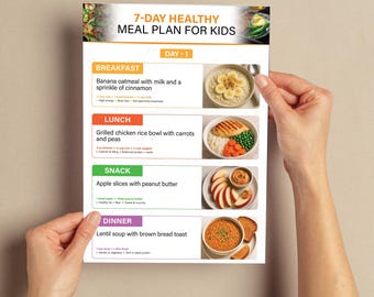 Healthy Meal Plan for Kids | 7-Day Printable Menu | Family Nutrition & Balanced Eating for School Lunches